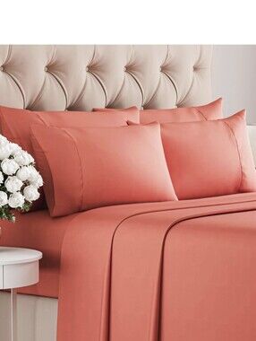 King Bed Sheets In Coral